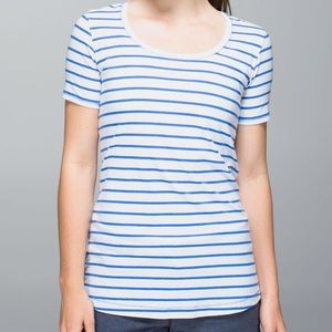Lululemon Blue & White Striped T-Shirt Size 8